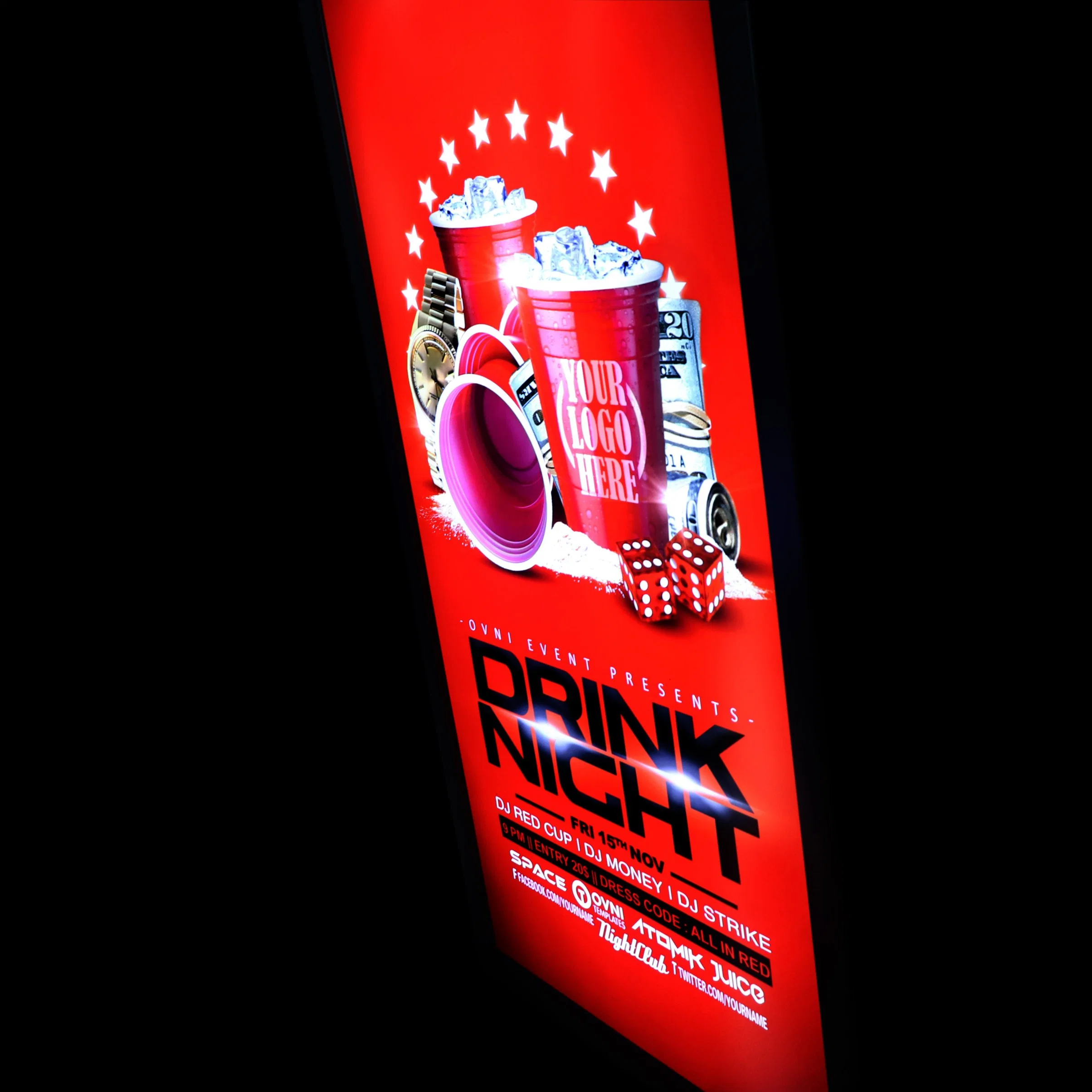 150*60*8cm Double Side UV Print Cloth Light Box Apply at Mall, Shop, Store, Exhibition