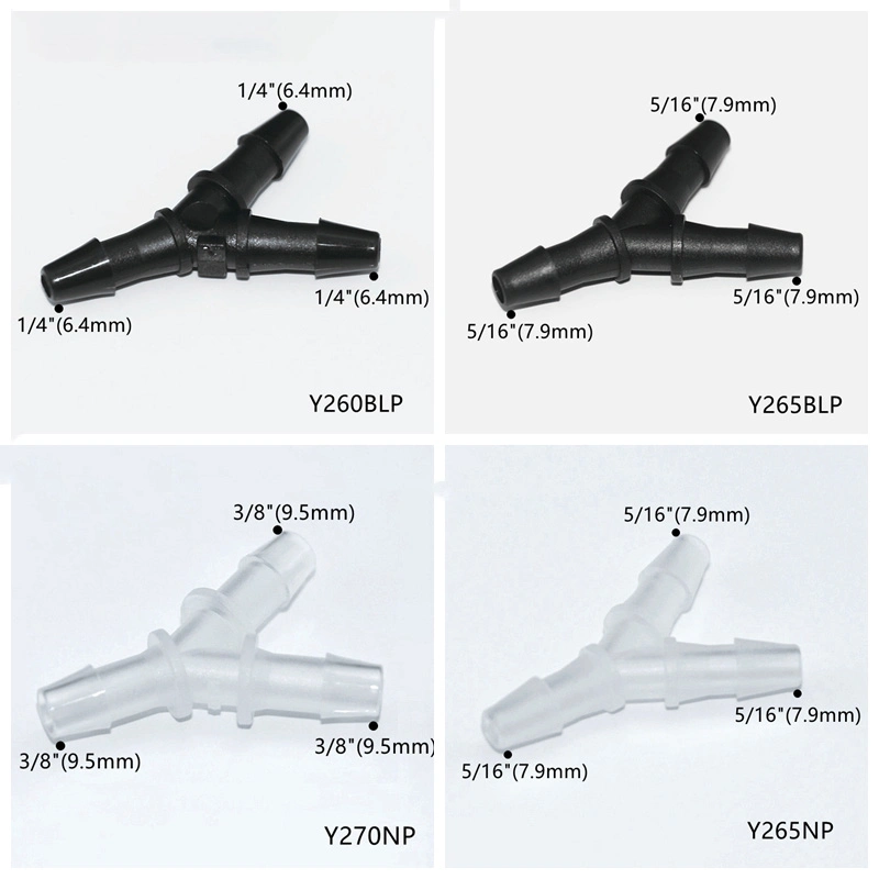 Natural Polypropylene 3/32 Inch 2.4mm Easy Assembly Hose Barb Wye Joint Y Shape Pipe Fitting Water Air Hose 3 Ways Equal Barb Tube Connectors