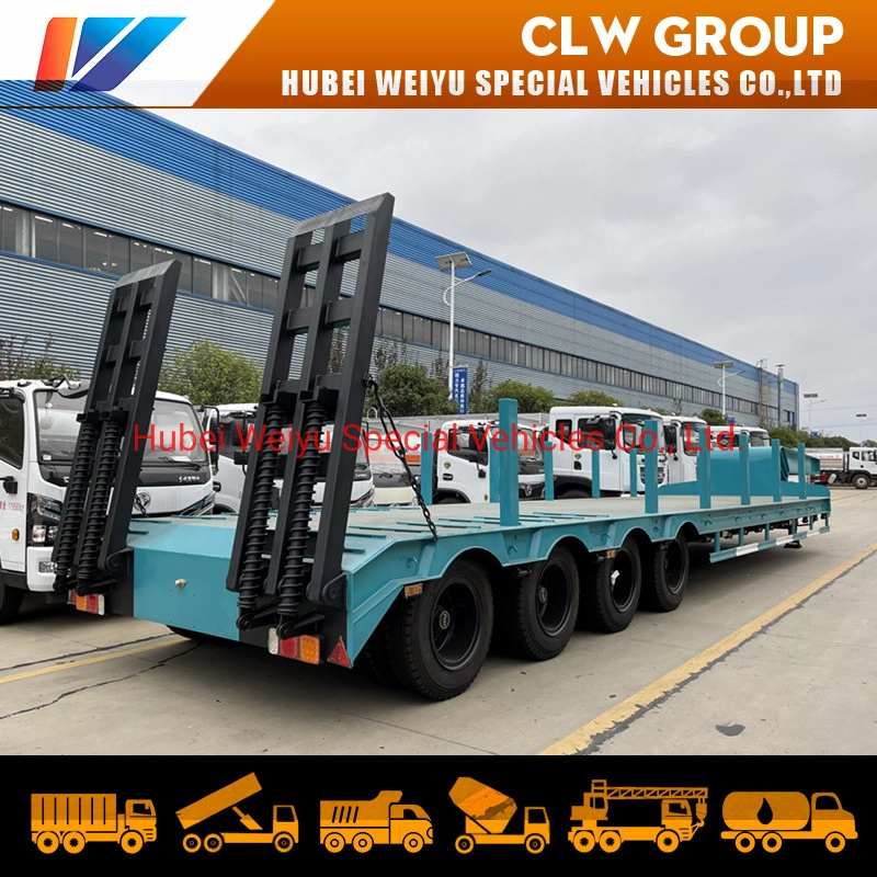 Eje 4 Tri-Axle 50toneladas 60tons cama baja la pala cargadora Lowbed remolque para transportar la madera Semi