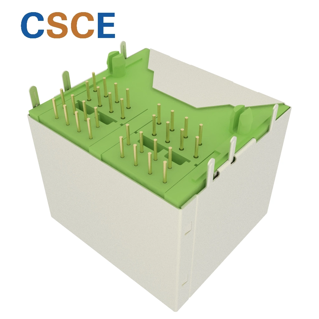 Stacked RJ45 Modular PCB Jack Connector with Through Hole