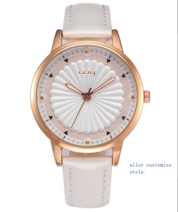 Wholesale/Supplier Leather 3D Flower Ladies Women Gifts Wrist Watch (WY-058)