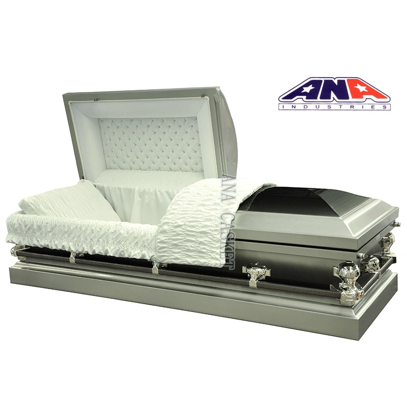 Brush Bronze 18ga Steel Spuare Corner Funeral Metal Casket