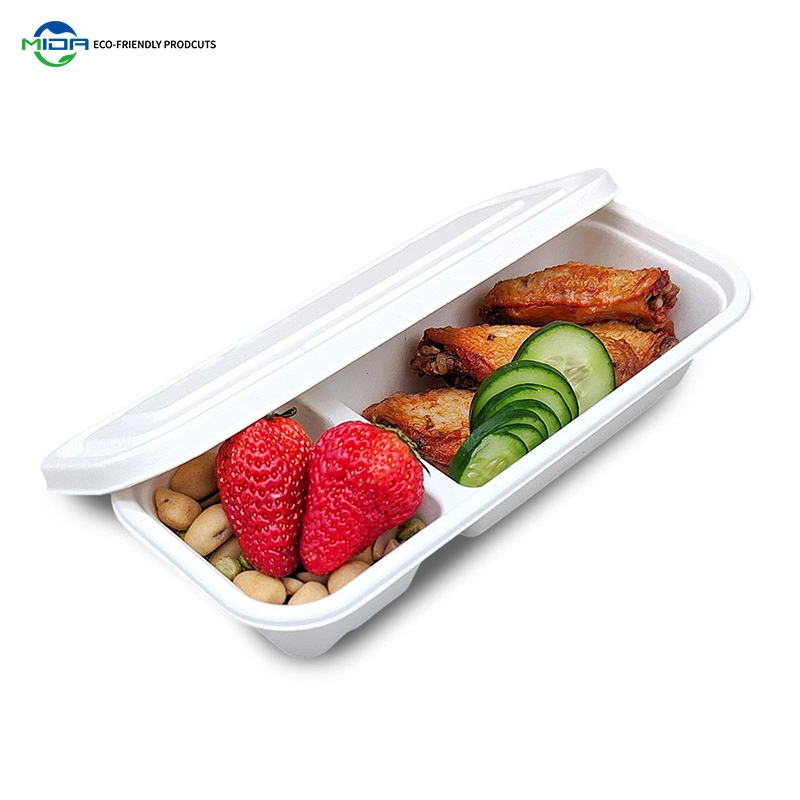 Eco-Friendly Food Packaging Takeaway Paper Food Bento Lunch Box Envases Contenedores Sugarcane Bagasse Biodegradable Disposable Food Container with Lids