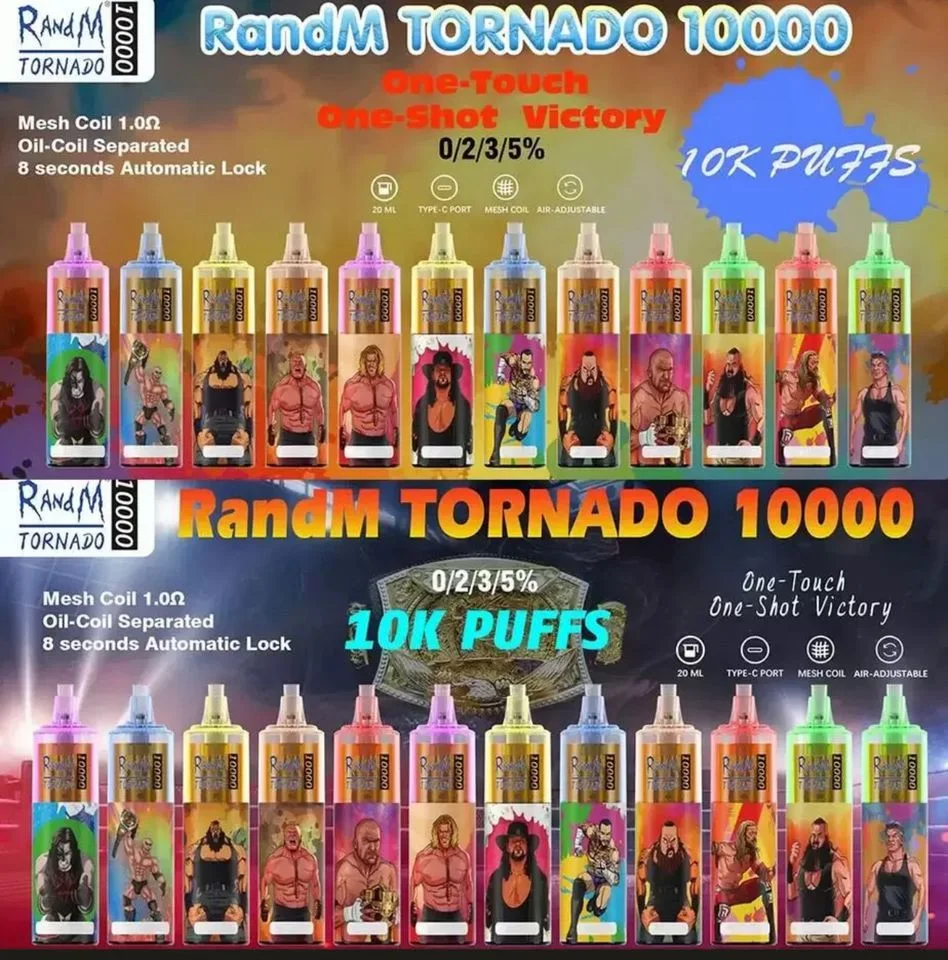 VAPE recargable E desechable E Cigarette 0/2/3/5% Fumot Randm Tornado 10000 Puffs VAPE Puff