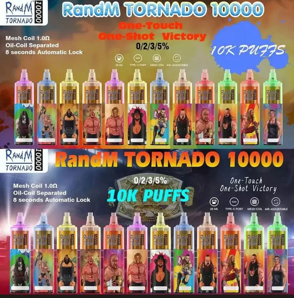 الجملة الأولى القرد القابلة لإعادة الشحن E السجائر القابلة للاستخدام 0/2/3/5% Fumot Randm Tornado 10000 Pugs Vape Puff