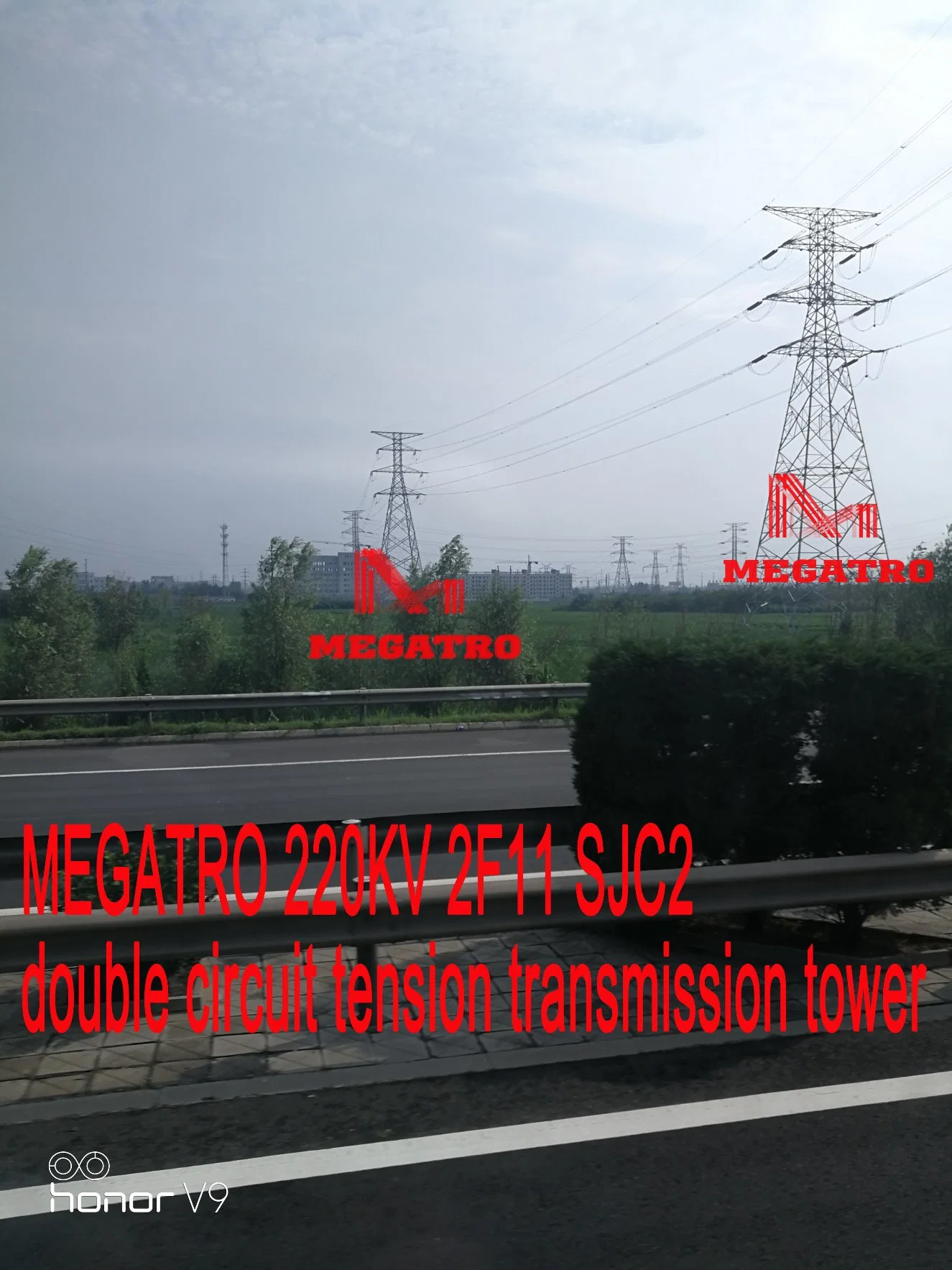 Megatro 220kv 2F11 Sjc2 tensión de la torre de transmisión de doble circuito