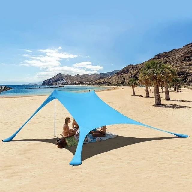 Dual Cable Reinforced Pool Shade Sail Beach Tent Sun Shelter Upf50+ Portable Lightweight Outdoor Camping Tarp Canopy Tents with Sand Shovel Wyz19268