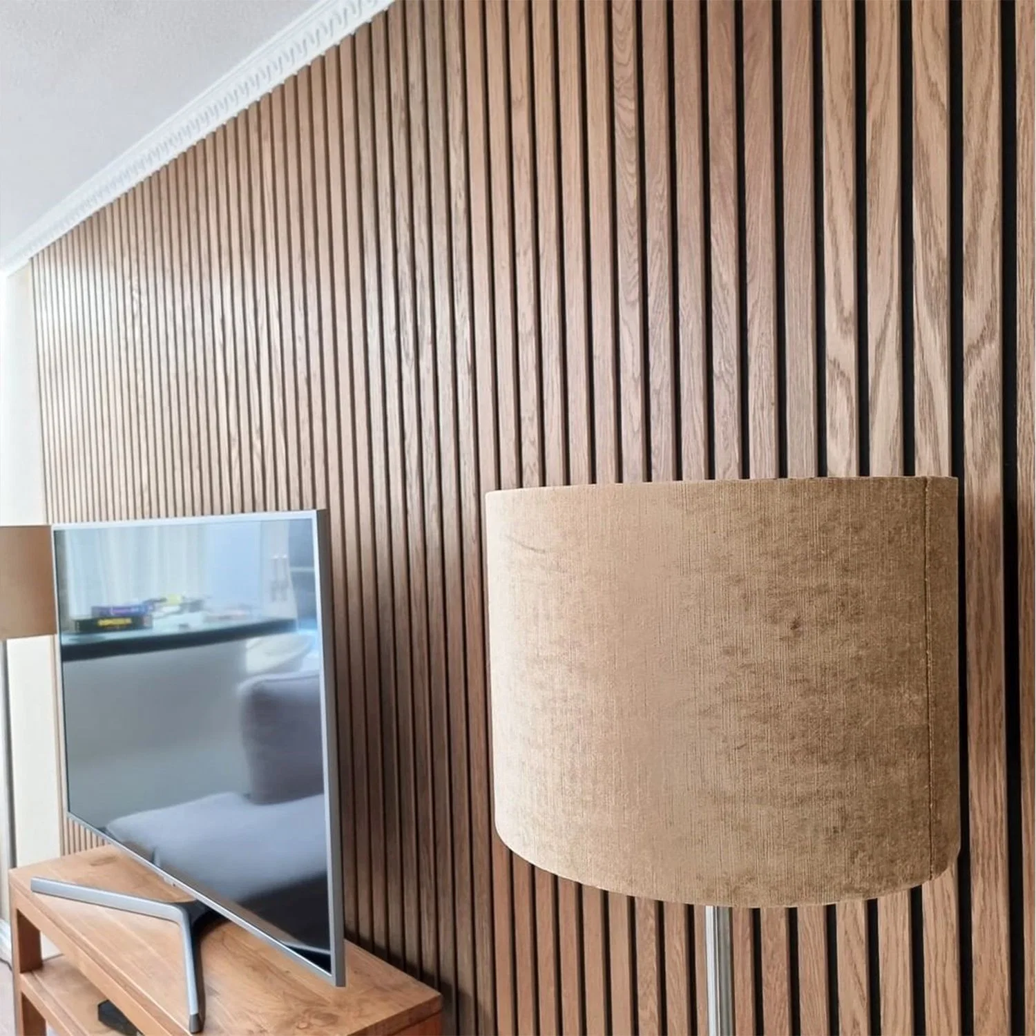Innen Holzfurnier Holzlatte Kombinieren Polyester-Faser-Platte Akustisch Wandpaneel