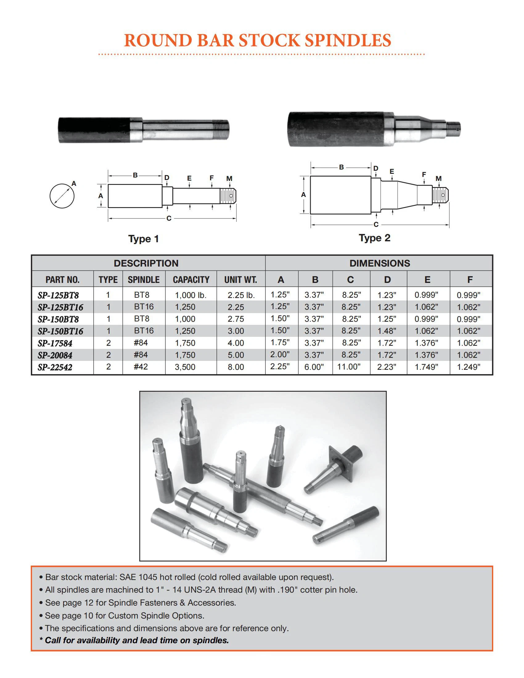 1" X 1" - Butt Weld 1 5/8" Diameter Stub Axle Trailer Spindle