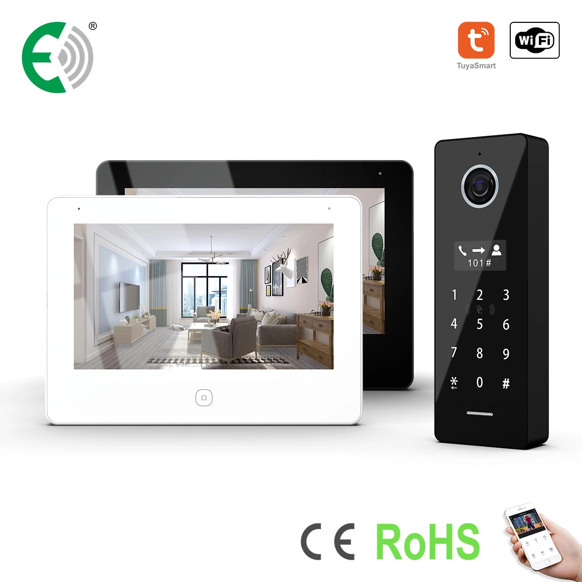 2 Wire IP&WiFi Video Doorphone with Touch Screen Multi-Funtional