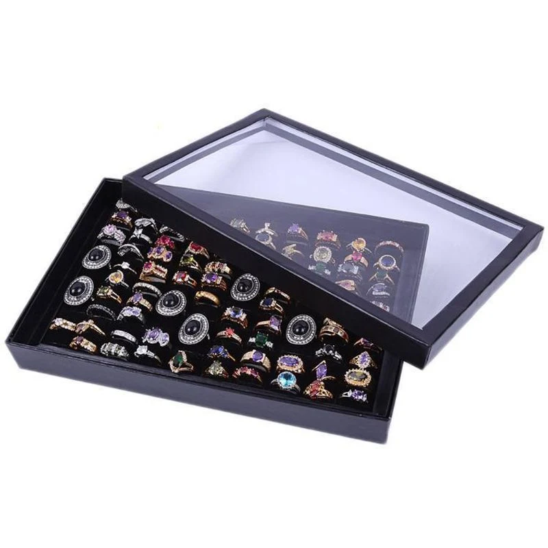 Ring Display Case Organizer Jewelry Storage Tray for 100PCS Rings Holder with Lid with High quality/High cost performance  Rings Jewelry Storage Boxes