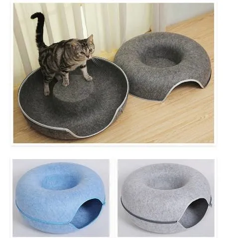 Hard Felt Donut Cat Cave for Cat Play Sleep Bed Cat Nest Manufacture