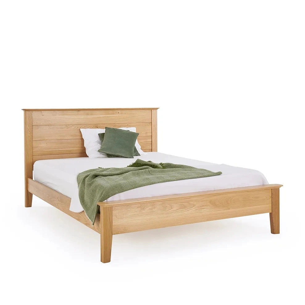 Good Quality Solid Oak Natural Wood Single Dobule King Queen Sized Wooden Bed with Frame Used in Home Bedroom Furniture
