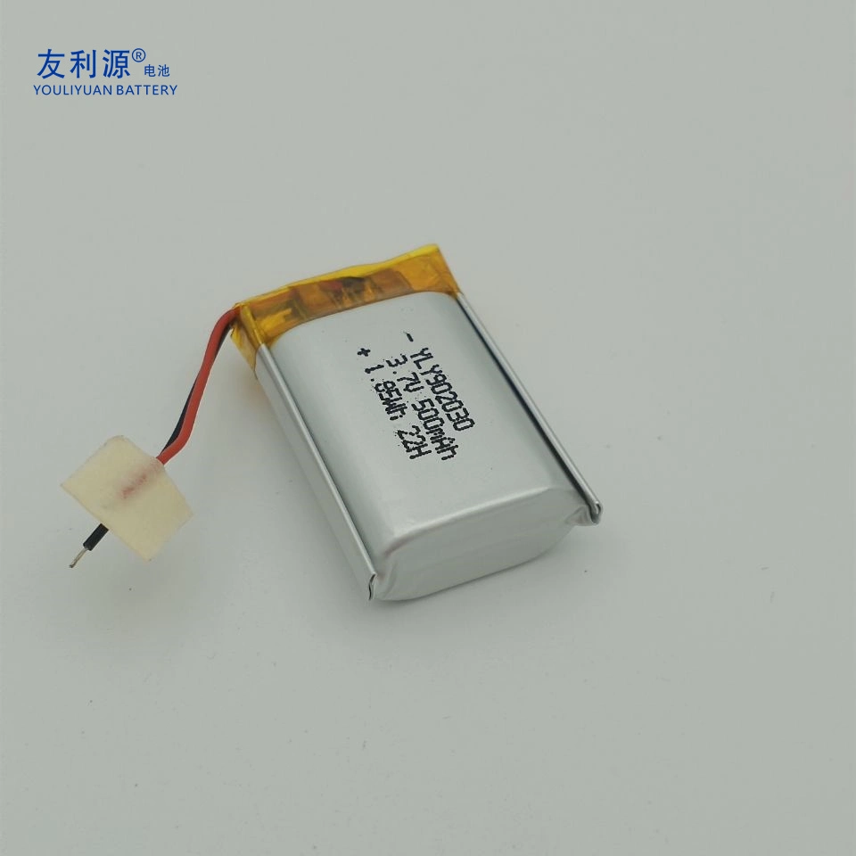 China Factory Liion Lipo Battery CE RoHS Un38.3 MSDS 902030 3.7V 500mAh Rechargeable 1.85wh Polymer Battery for POS/Car Key