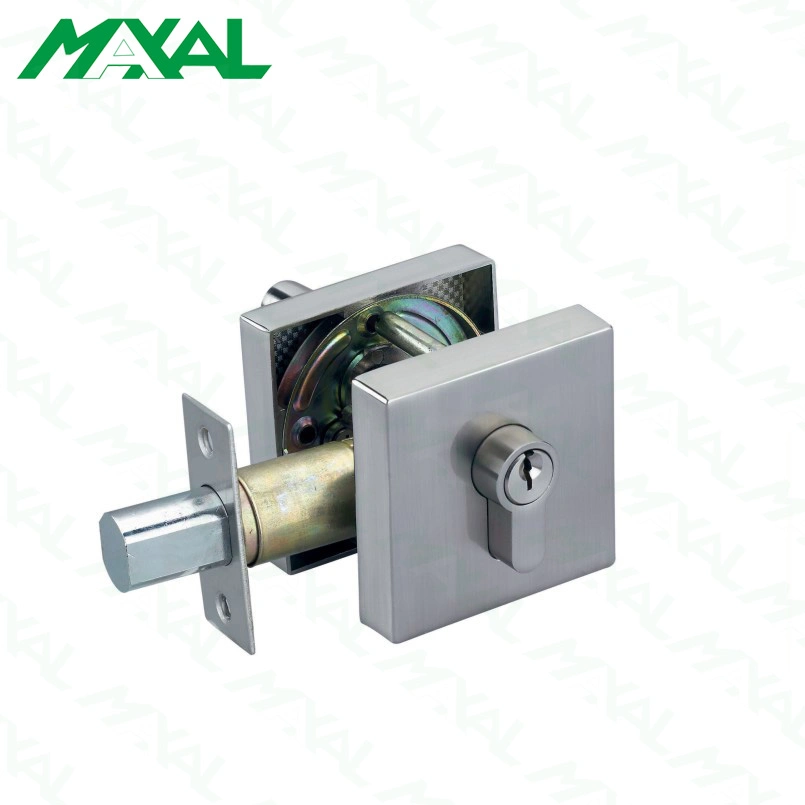 Square Single Cylinder Zinc Alloy Entry Door Deadbolt Lock with Key
