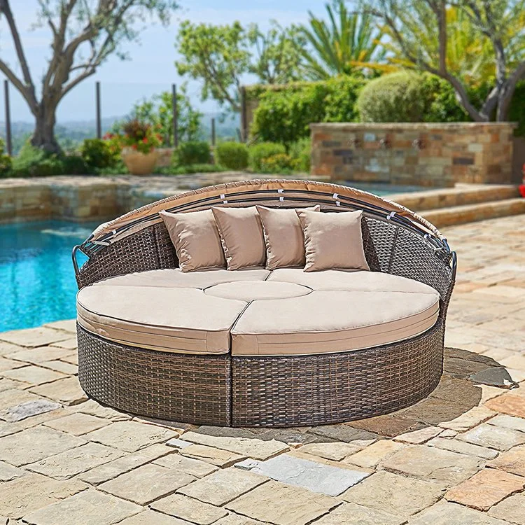 Modern Sunbed Chaise Lounger Beach Chair Wicker Outdoor Daybed