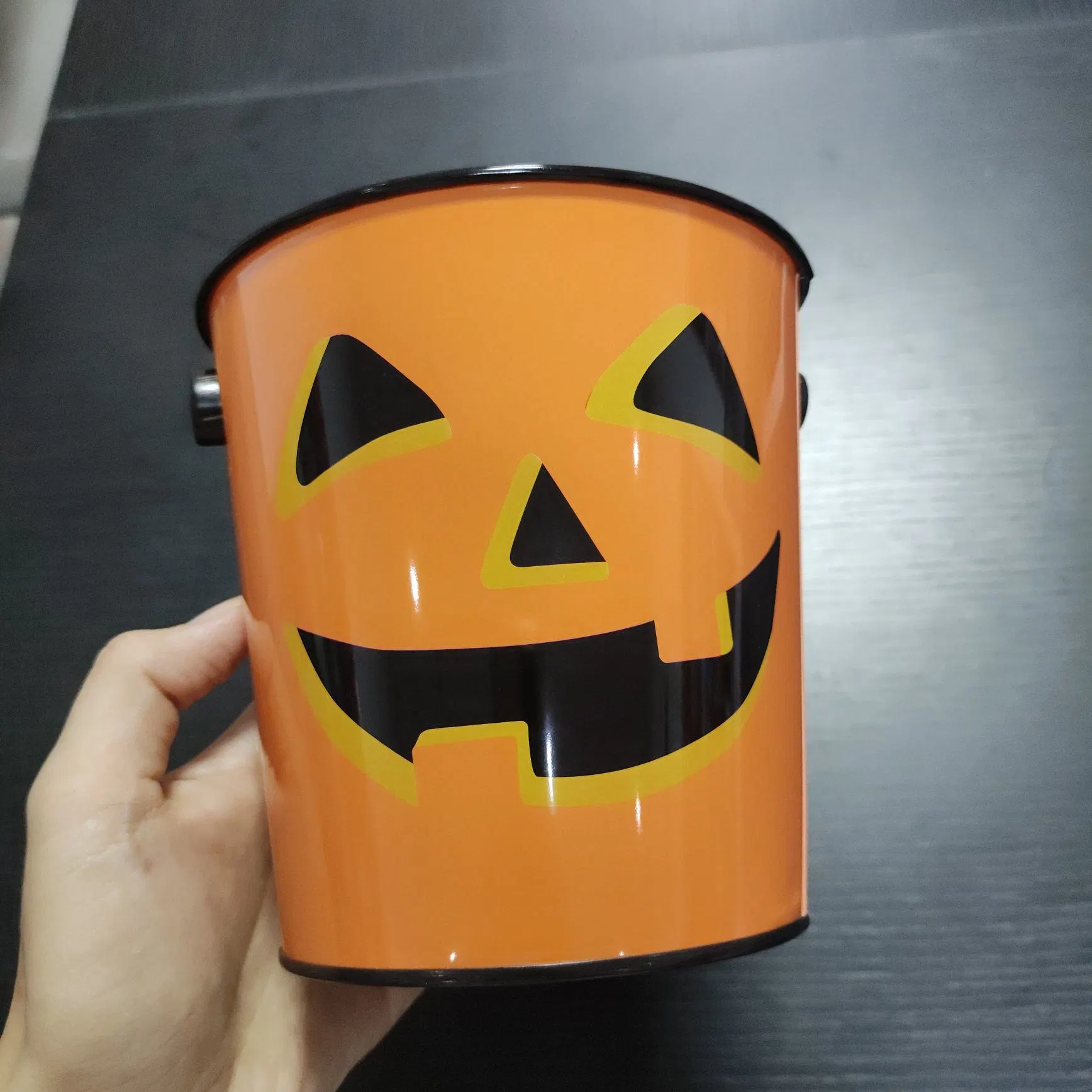 Halloween Cartoon Pumpkin Little Devil Children Gift Candy Toy Metal Tin Bucket