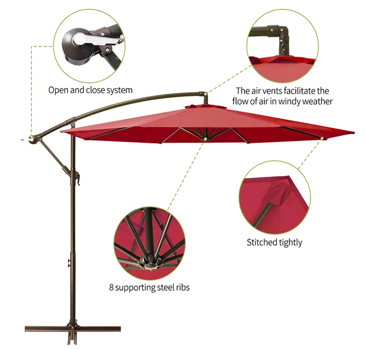 Outdoor Garden Custom 6 Ribs Cantilever Large Banana Parasol Patio Umbrella