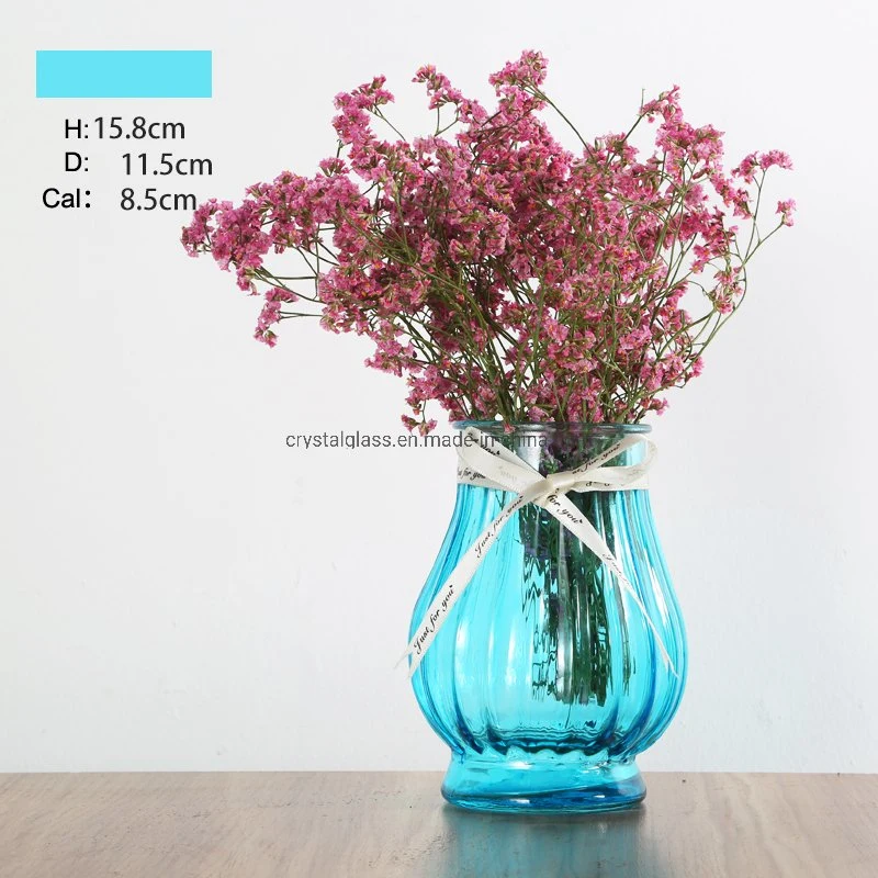 Vente à chaud de 15,8 cm lanterne large bouche en forme de vase en verre pour l'art de l'insertion de fleurs