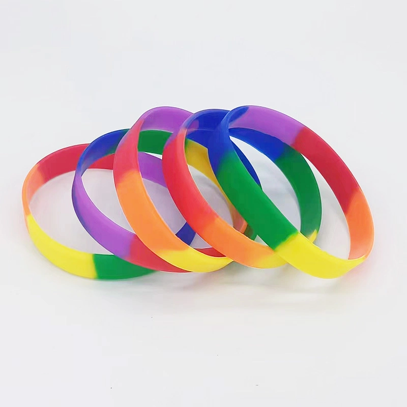 Personalized Debossed Silicone Hand Band Bracelet Custom Pride Lgbt Gay Rainbow Wristband