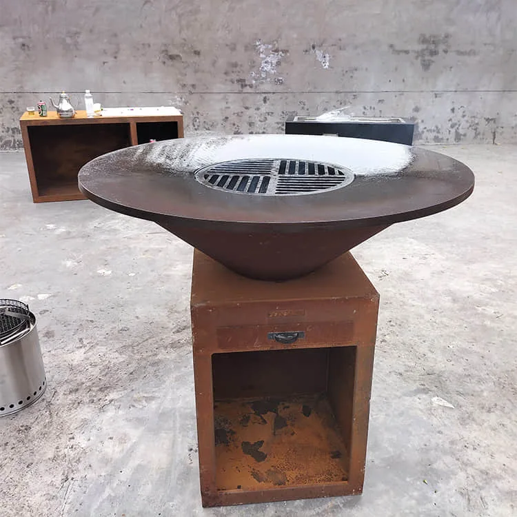 Corten Steel BBQ Corten Grill Garden Corten Steel Fire Pit Barbecue Grill Corten Steel Wood Fired Barbecue Grill