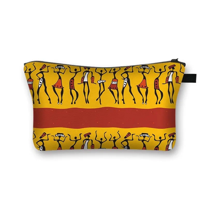 African Pattern Girl Cosmetic Bag Fashion Handbag Afro Woman Makeup Bags Cute Purse Lipstick Storage Bag