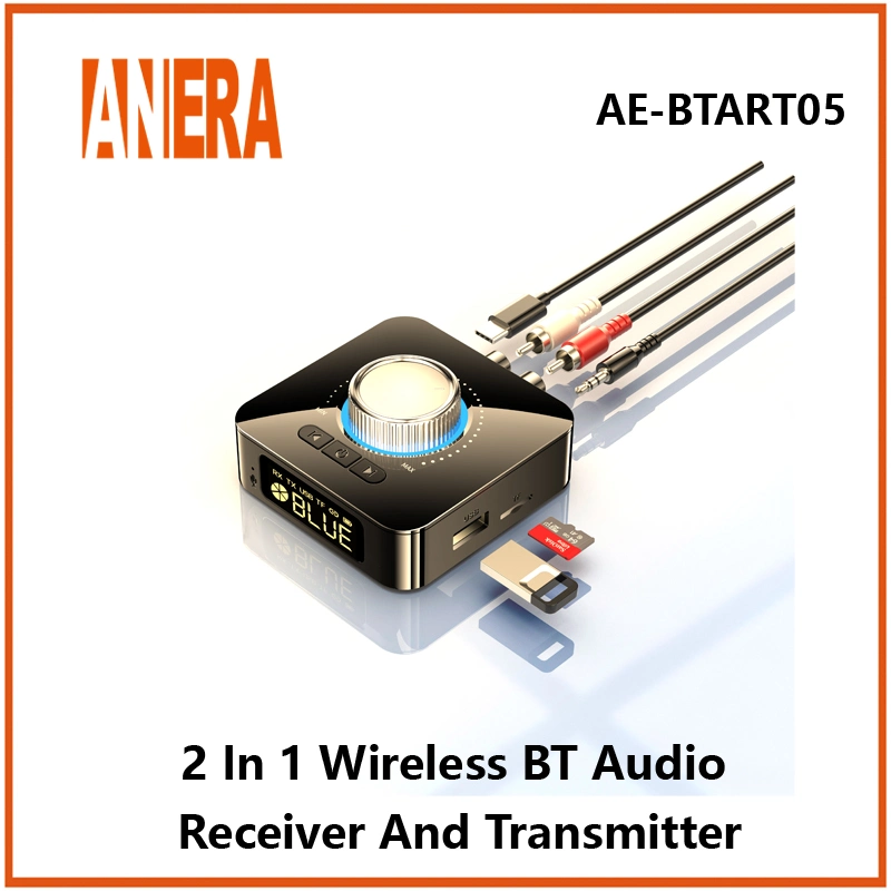 Anera V5.1 Récepteur/Émetteur Audio Bluetooth sans Fil 2 en 1 Adaptateur Audio Bt pour Voiture avec Télécommande pour Télévision de Voiture et Écouteurs.