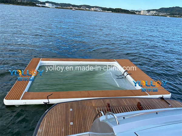 Inflável Jellyfish Yacht Floating Ocean Pool Platform with Net