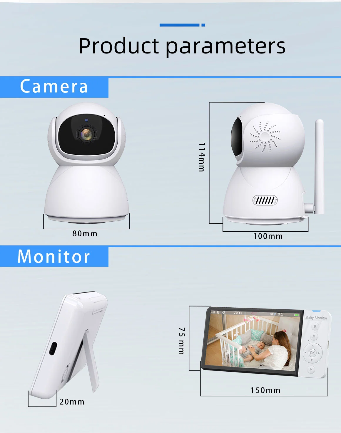 New 5" IPS Baby Monitor with Smart Camera Surveillance Two Way Talk Night Vison LCD Display Baby Monitoring Camera