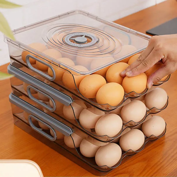 Plastic Egg Tray Holder for Refrigerator Automatic Rolling Slide Egg Storage Box