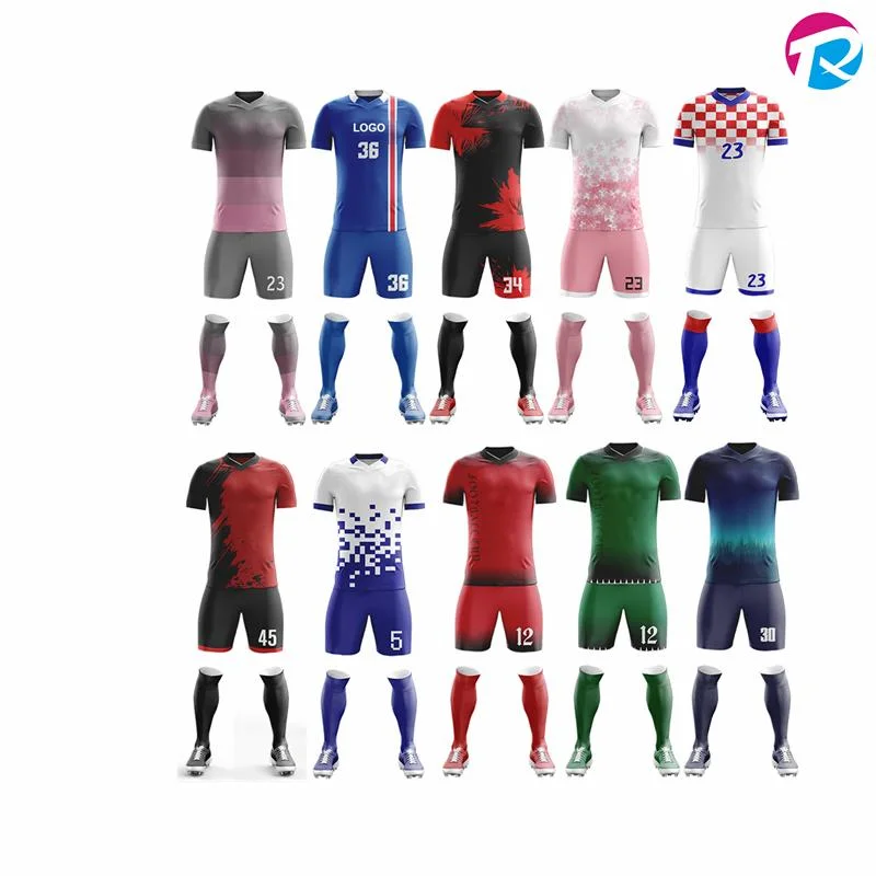 2022 Camiseta personalizada de la Copa Mundial de Fútbol de alta calidad Ropa de fútbol unisex 100% poliéster Chándal de fútbol Uniforme de fútbol Ropa deportiva