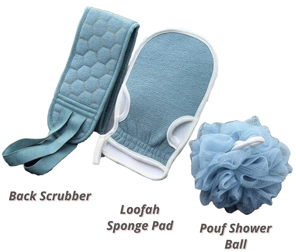 Exfoliating Back Scrubber Body Deep Clean Shower Bath Exfoliating Glove Bath Sponge Set