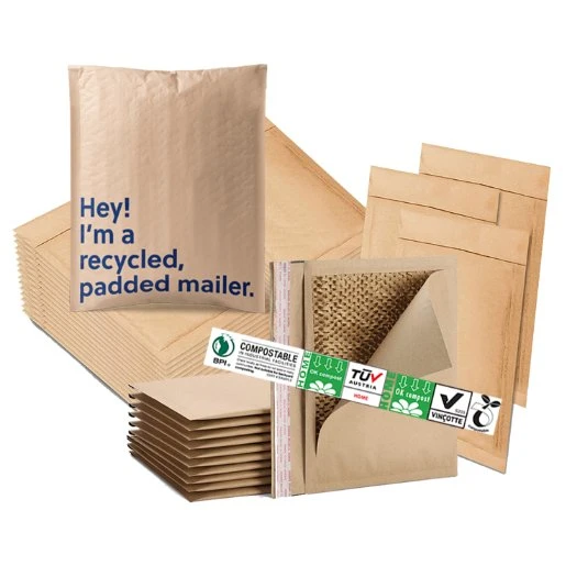 Panal de miel ecológica de aire de cartón ondulado de envío de mailing de polipropileno envases de papel Biodegradable personalizado sobre acolchado cojín burbuja Kraft bolsa