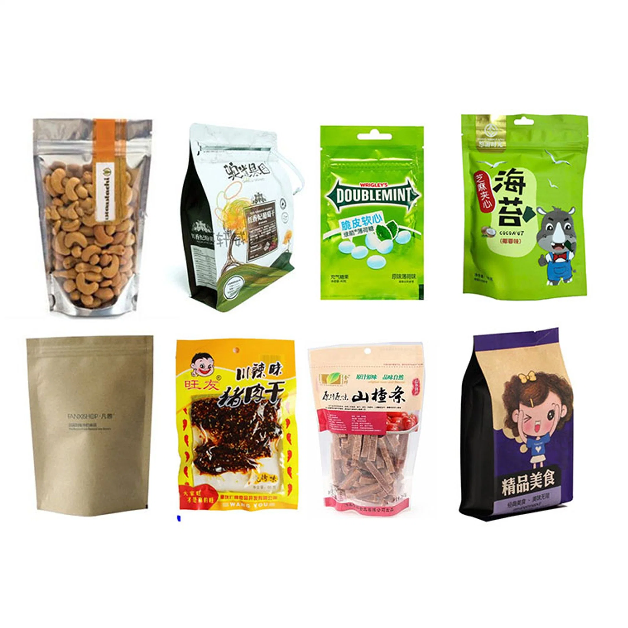 Schokoladen-Bars Brocken Snacks Stand Up Taschen Flat Bags Reißverschluss Multifunktionale Doypack-Verpackungssysteme