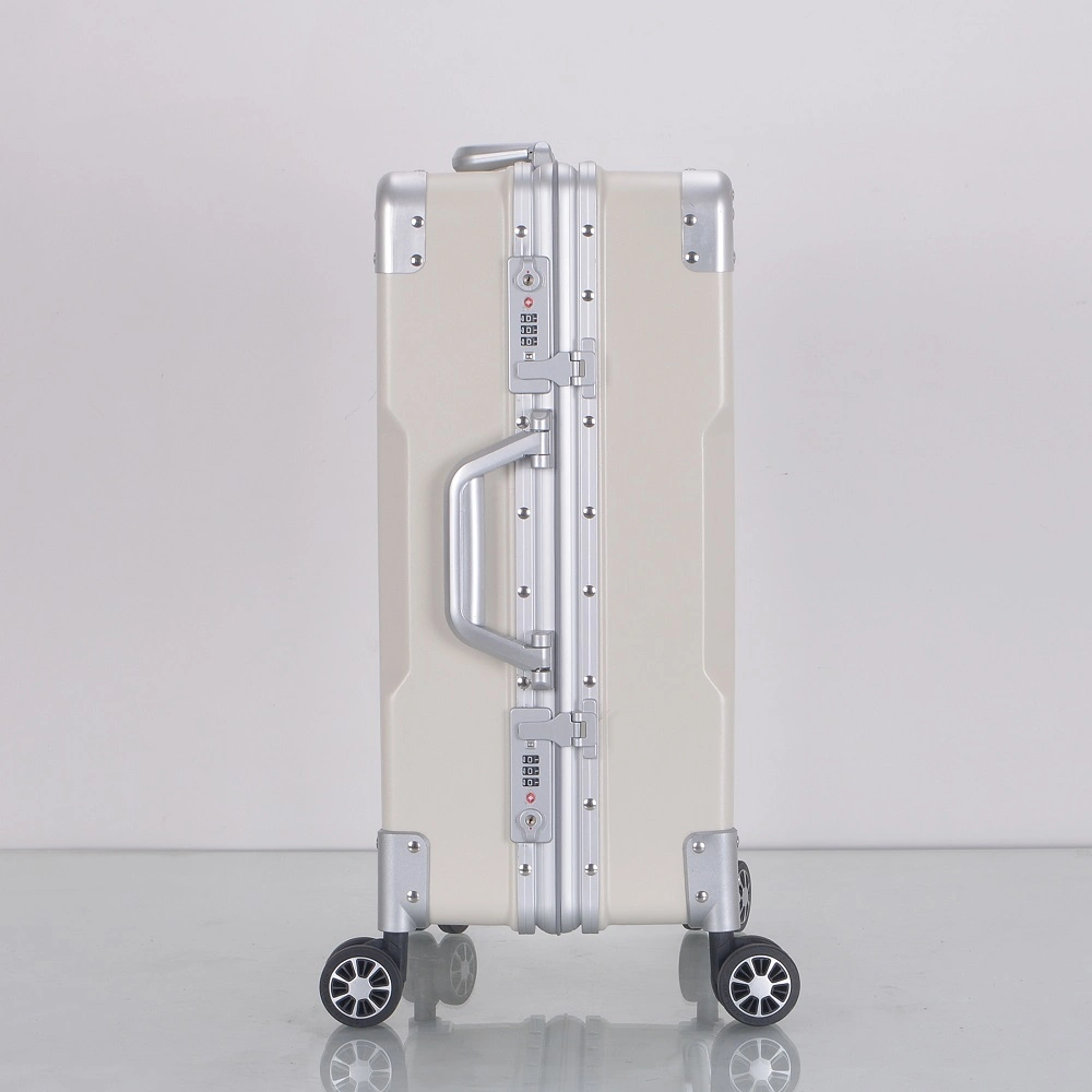 New Trend White PC Luggage with Tsa Lock Zipless Metal Frame