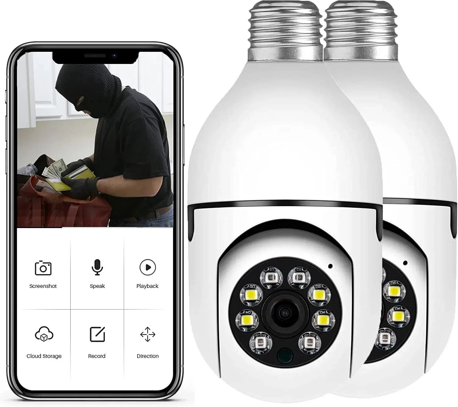 Lámpara de luz para el hogar inteligente WiFi 2MP Cámara 360 grados Cámara CCTV inalámbrica Pnaoramic ir Security VR