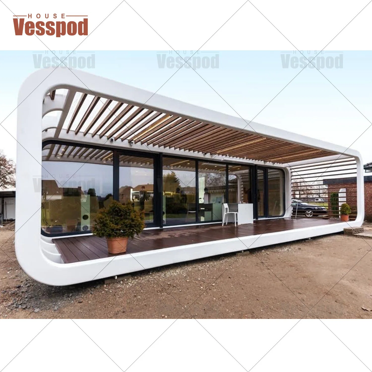 20FT/40FT Indoor Office Pod totalmente mobiliado Steel Structure Office Hotel Sala de estar Prédio Workshop Warehouse Apple Cabin