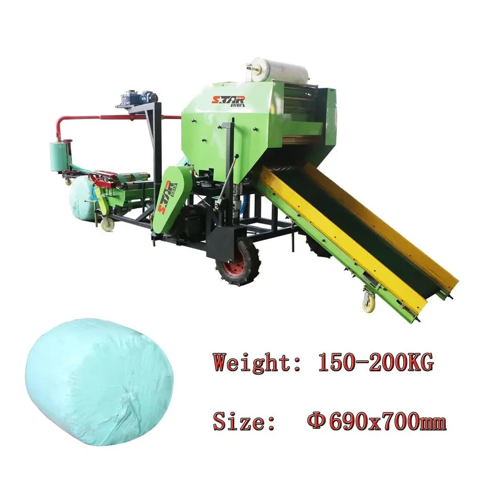 Wholesale/Supplier Good Reliability Agricultural Tool 200kg Round Pine Straw Baler and Wrapper Combination Machine