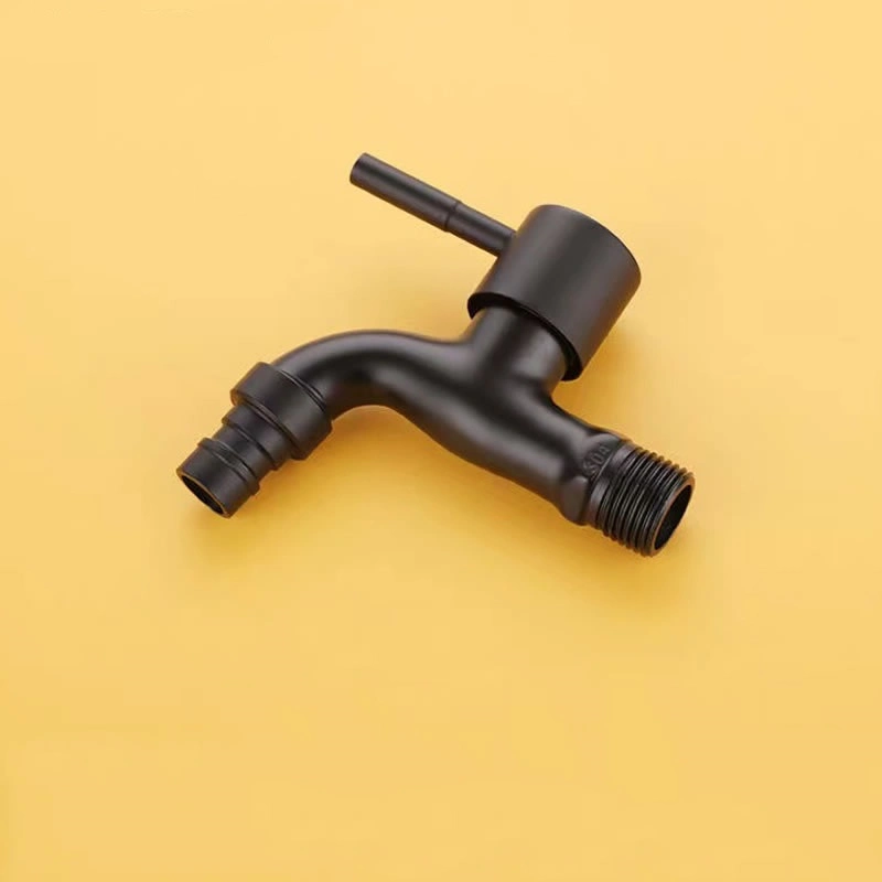 Wall Mounted 304 Stainless Steel Washing Machine Faucet Quick Open Single Handle Cold Water Black Color Garden Bibcock