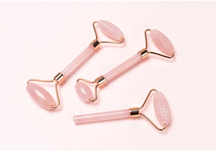 Jade Roller 100% Natural Beauty Massage for Face Facial Jade Stone Double Rose Quartz Jade Roller