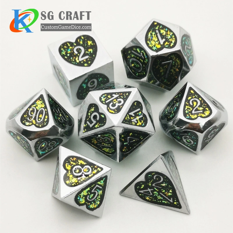 Wholesale/Suppliers Stock Customize Your Favourite Color Hard Enamel Three Colors Metal Dice for Game Coloured Metal Dice, Metal Enamel Dice