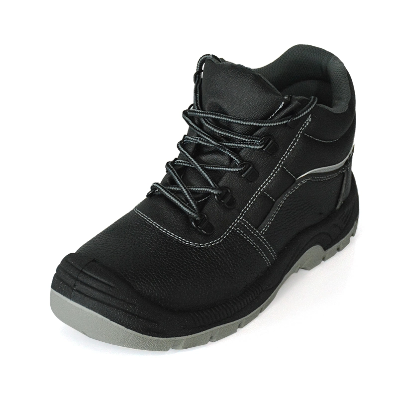 Industry Widely Used PU Injection Black Steel Toe Mining Safety Shoes