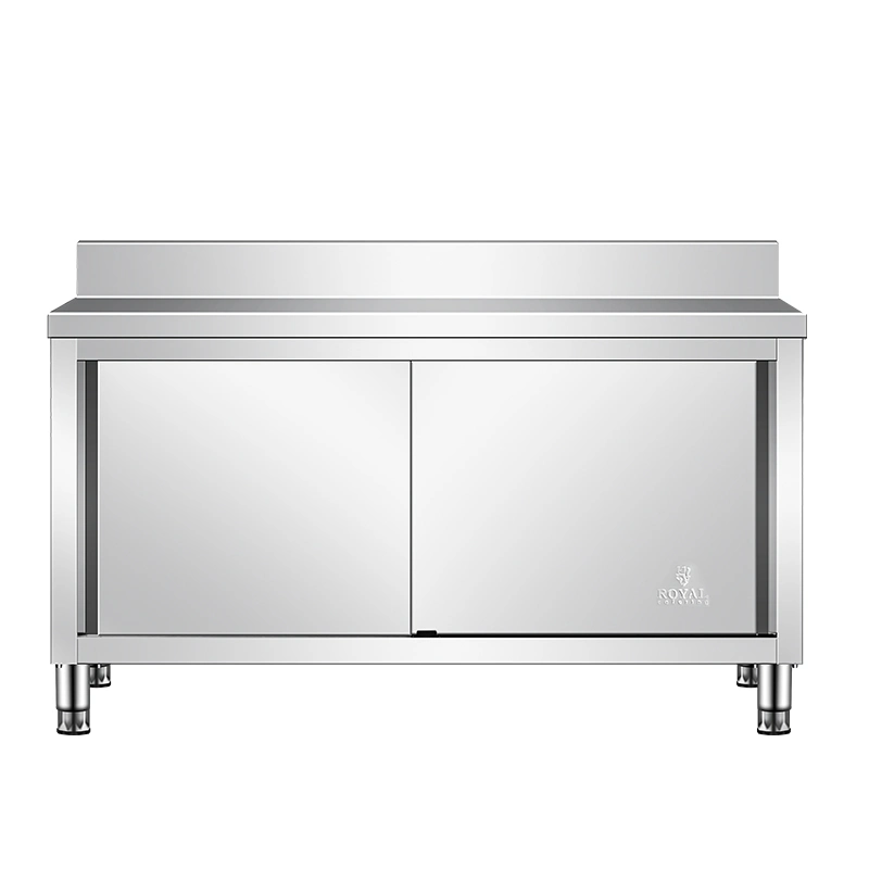 Hot Selling Heavy Duty Commercial Stainless Steel 304 201 430 Restaurant Kitchen Equipment 1.5m 1.8m 2m Large Workbench with Sliding Door Backspalsh Drawers