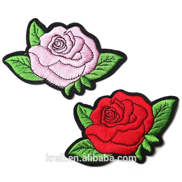 Personnaliser votre propre fer sur Fleur Rose Veste en jean broderie Patch pour décorer