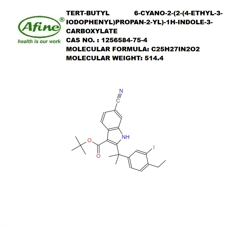 CAS 1256584-75-4 6-Cyano-2-[1- (4-ethyl-3-iodophenyl) -1-Methylethyl]-1h-Indole / Alectinib Impurity 6 / Alectinib Intermediate 2 / Alectinib Intermediate B