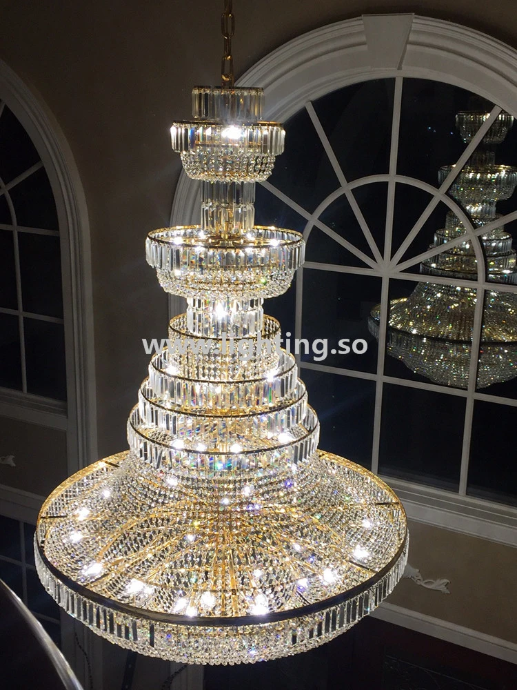Professional Manufacturer Large Gold Luxury Custom Crystal Chandelier Lighting for Banquet Project Exhibition Hall Villa Foyer Decoration Lamp