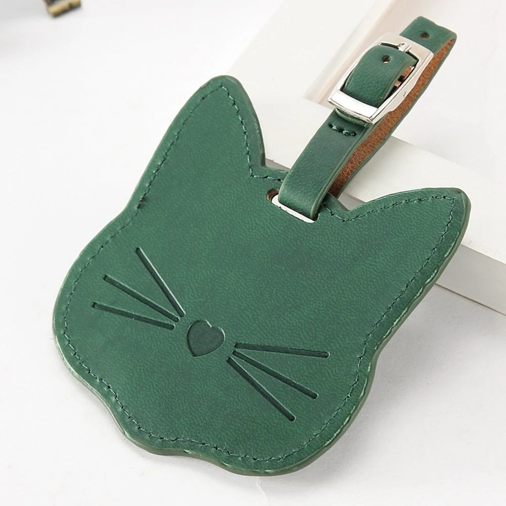 New Fashion Hipster Cat Head Aircraft Leather PU Luggage Tag Suitcase Tag Boarding Pass