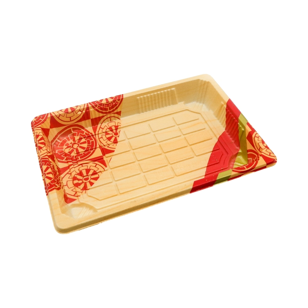 Caja de sushi de oro rectangular de plástico desechable