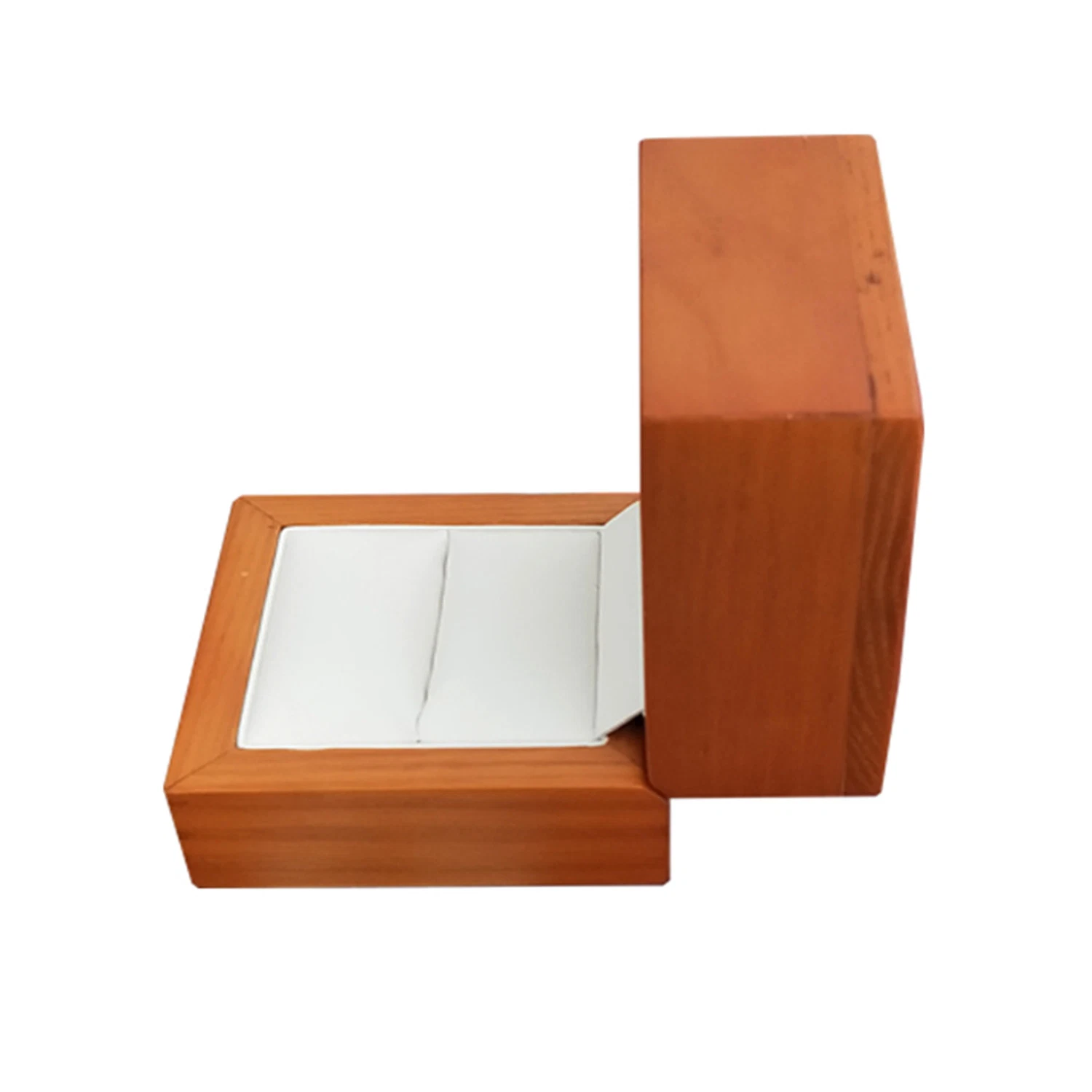 Good Fashion Mini Brown Solid Wood Leather Ring Box Package Gift