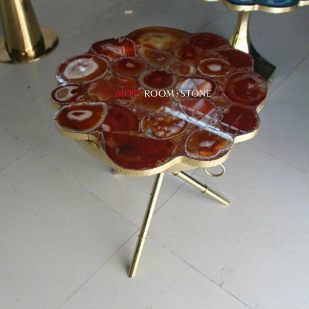 Living Room Furniture Semi Precious Stone Red Agate Coffee Tables